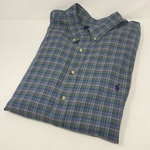 Ralph Lauren Plaid Purple Blue Green Long Sleeve Button Down Men's Shirt 3XB